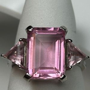 Sterling silver Large pink topaz with trillion sides